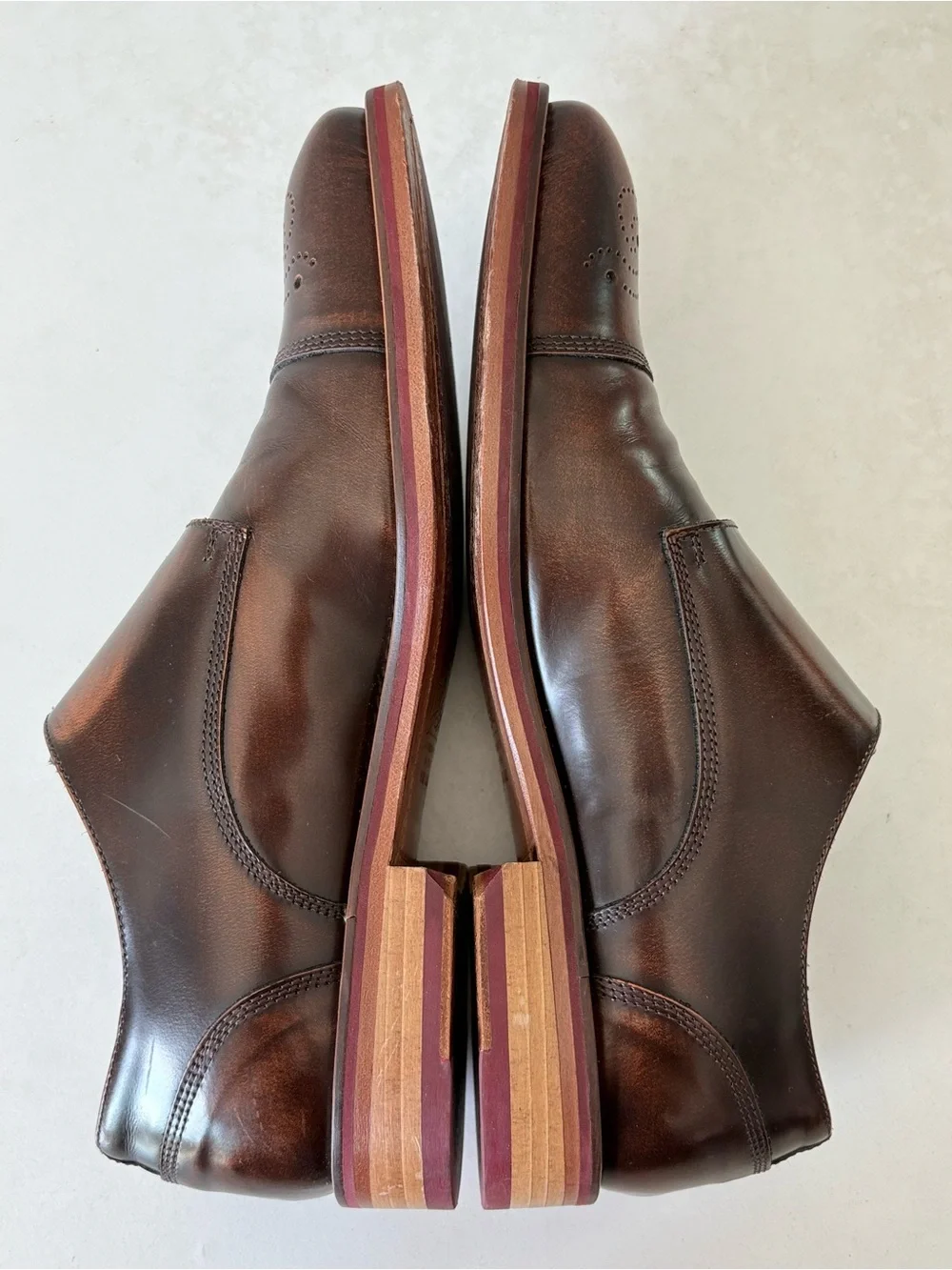 Johnston & Murphy Italy Brown Leather Double Monk Cap Toe Dress Shoes Men Sz 8.5